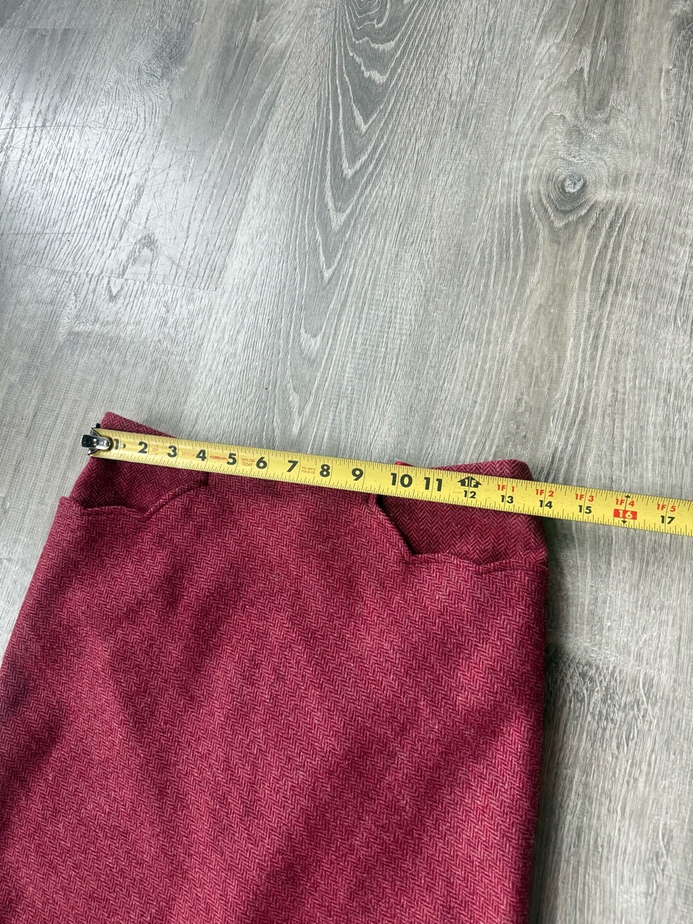 Vintage 100% Wool Mermaid Skirt Red Herringbone Tweed Made in England Academia - Picture 6 of 9
